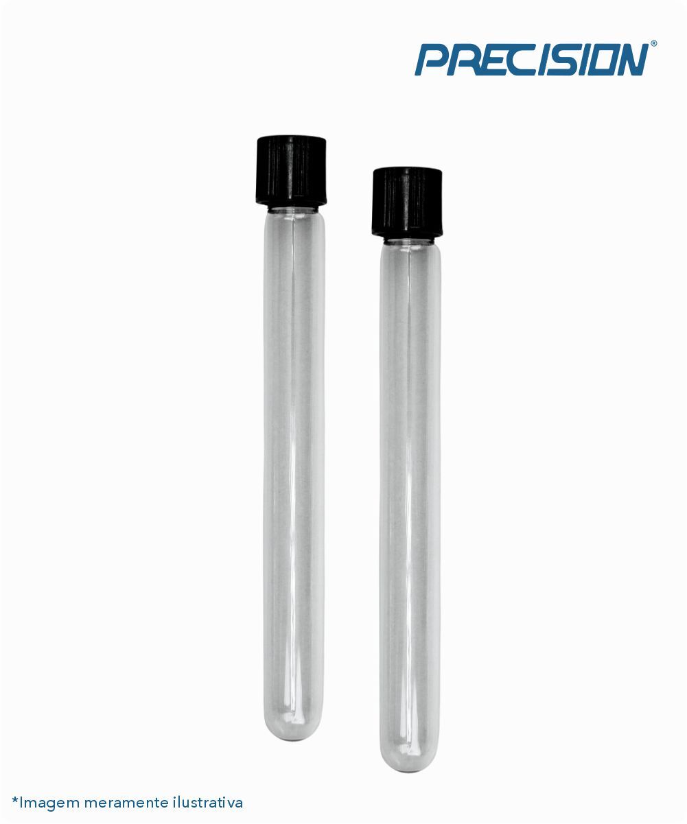 Tubo de vidro 13mmx100mm com tampa rosca baquelite